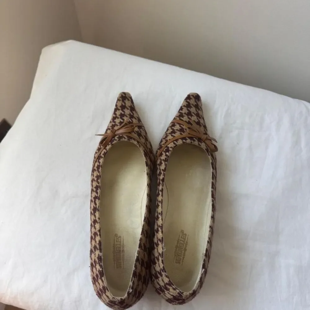 Vintage Y2K Seychelles Soft Style Houndstooth Bow Pumps – Size 6